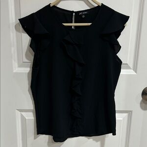 Michele Black Ruffled Blouse